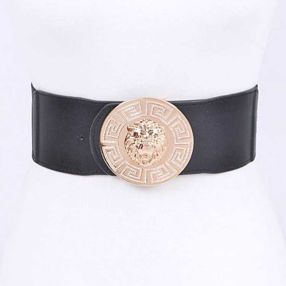 BNWT Crystal Lion Emblem Buckle Elastic Fashion Belt
